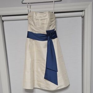 Alfred Angelo Cream Gown with Blue Accent